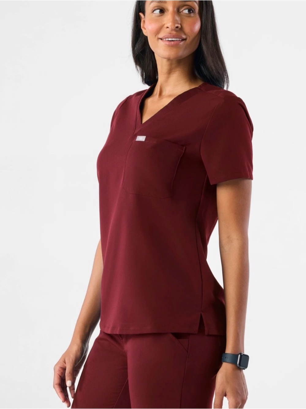 FIGS Women’s Catarina Scrub Top, Burgundy, Large